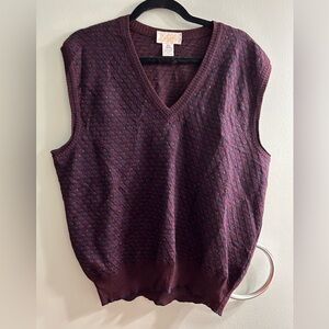 Vintage 100% merino wool textured sweater vest